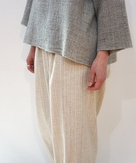 パンツ すそタック 麻綿タビー 白生成り 6865lcW