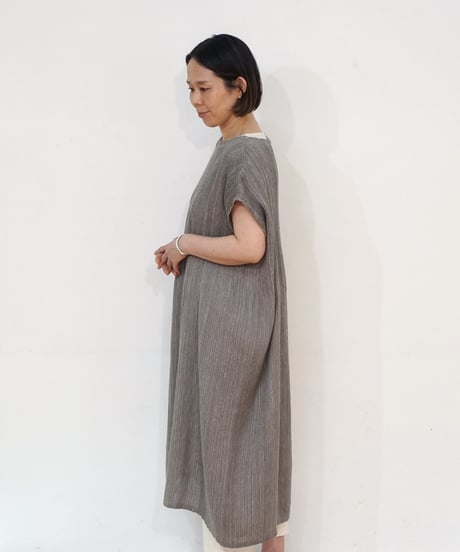 kotiワンピース 麻シルク グレー 6974lG