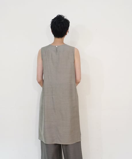 タンクトップ Vネックlong タッサームガシルク グレー 6028tmvG