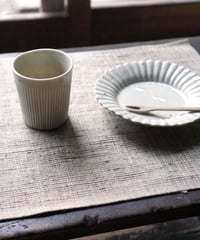 ランチョンマット カンテクロス 麻シルク ブルーグレー&ベージュ 8577sG