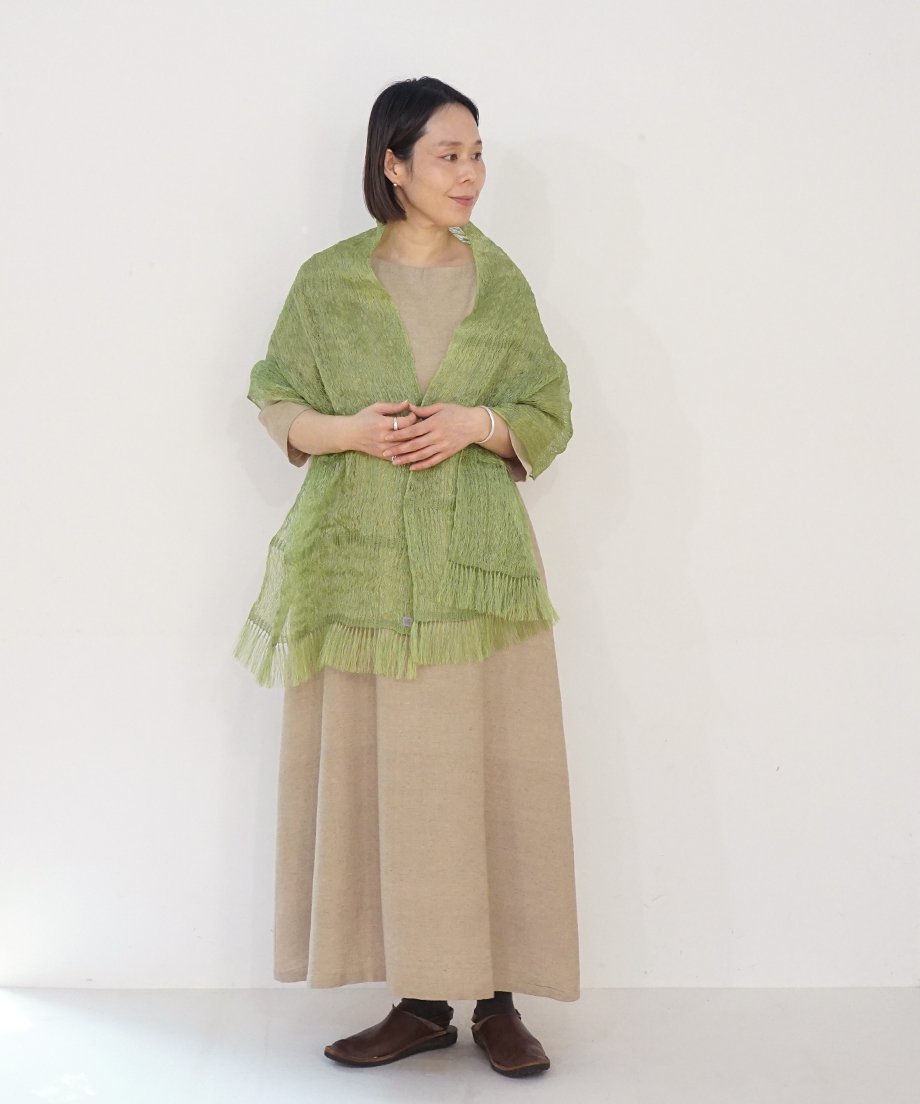 ストール ゆらぎ空羽 ずり出し 黄緑 1211YGr | MAKI TEXTILE STUD