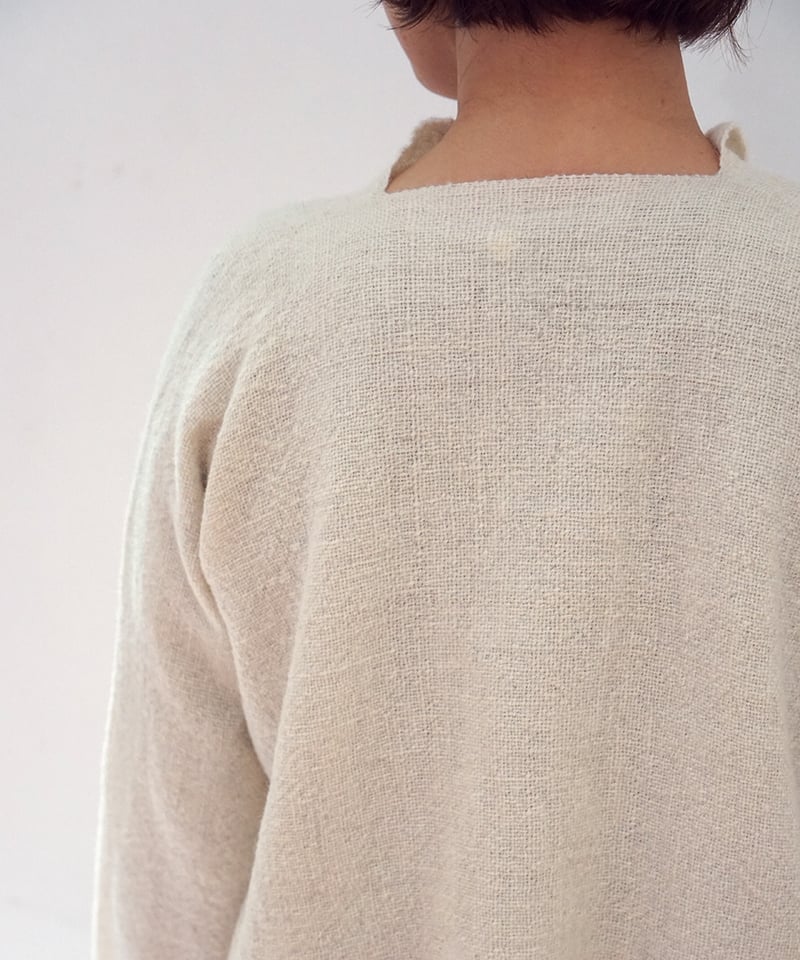 kotiボレロ ヒマラヤウール 丈短 白&赤ライン 6600Wr | MAKI TEXTILE