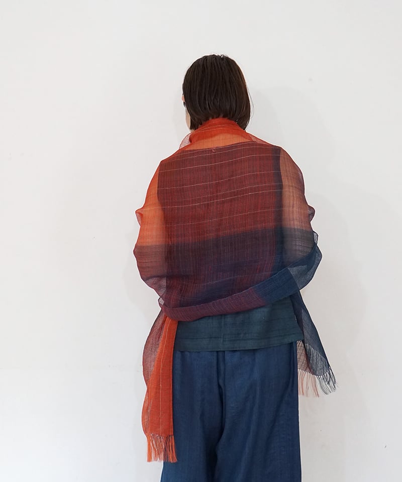 ストール 薄羽グラデーション 藍&茜 1236IR | MAKI TEXTILE STUDI