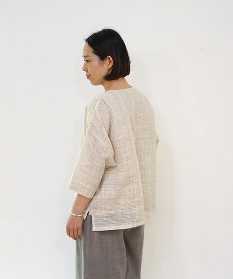 ブラウス マチ 麻タビー 白 6124llgW