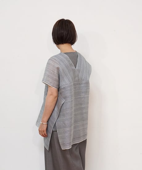 真南風 ジュバンS 細縞シルク 白藍 MA100STIW
