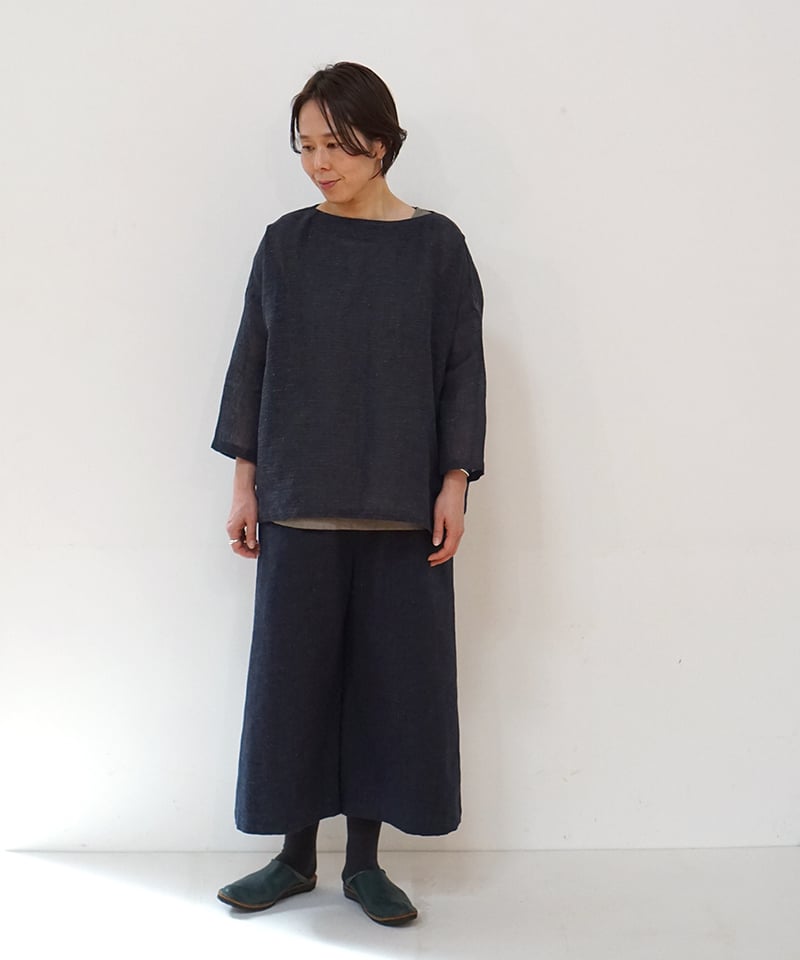 糸糸糸 MAKI TEXTILE STUDIO コットン シルク混ワイドパンツ 糸糸糸 MAKI TEXTILE STUDIO コットン シルク混ワイドパンツ