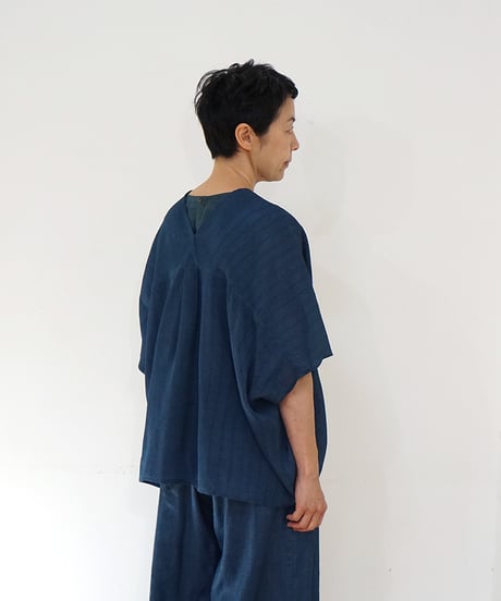 ショルダーベスト シルクオルガンザ shrink 藍鼠 6575smvIG