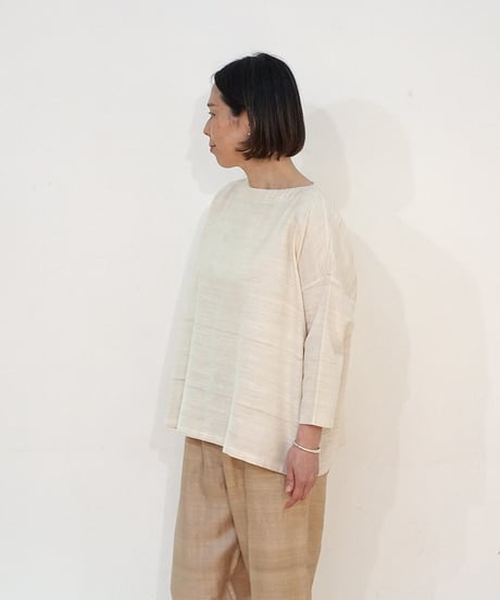 ブラウス プルオーバー タッサーギッチャー 生成り 6545tgW