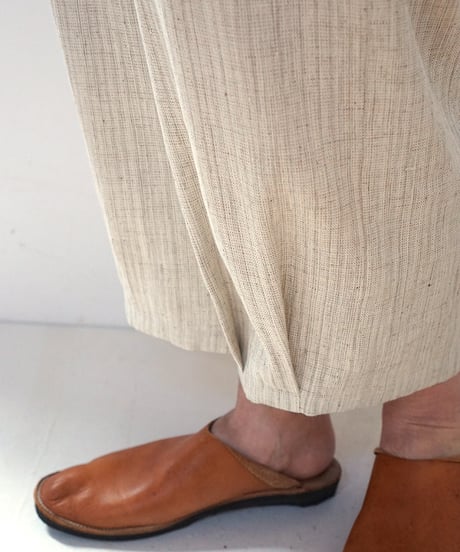 パンツ すそタック 麻綿タビー 白生成り 6865lcW