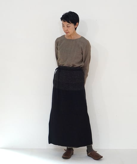 台形腰巻き ウール&タッサーシルクナーシ 黒 5503B