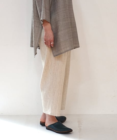 パンツ シンプルショート 麻綿タビー 白生成り 6860lcW