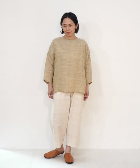 パンツ シンプルショート タッサーギッチャー 白生成り 6860tgW