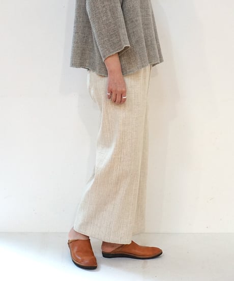パンツ ソフトフレア 麻綿タビー 白生成り 6851lcW