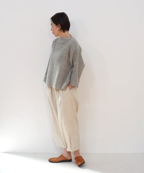 パンツ すそタック 麻綿タビー 白生成り 6865lcW