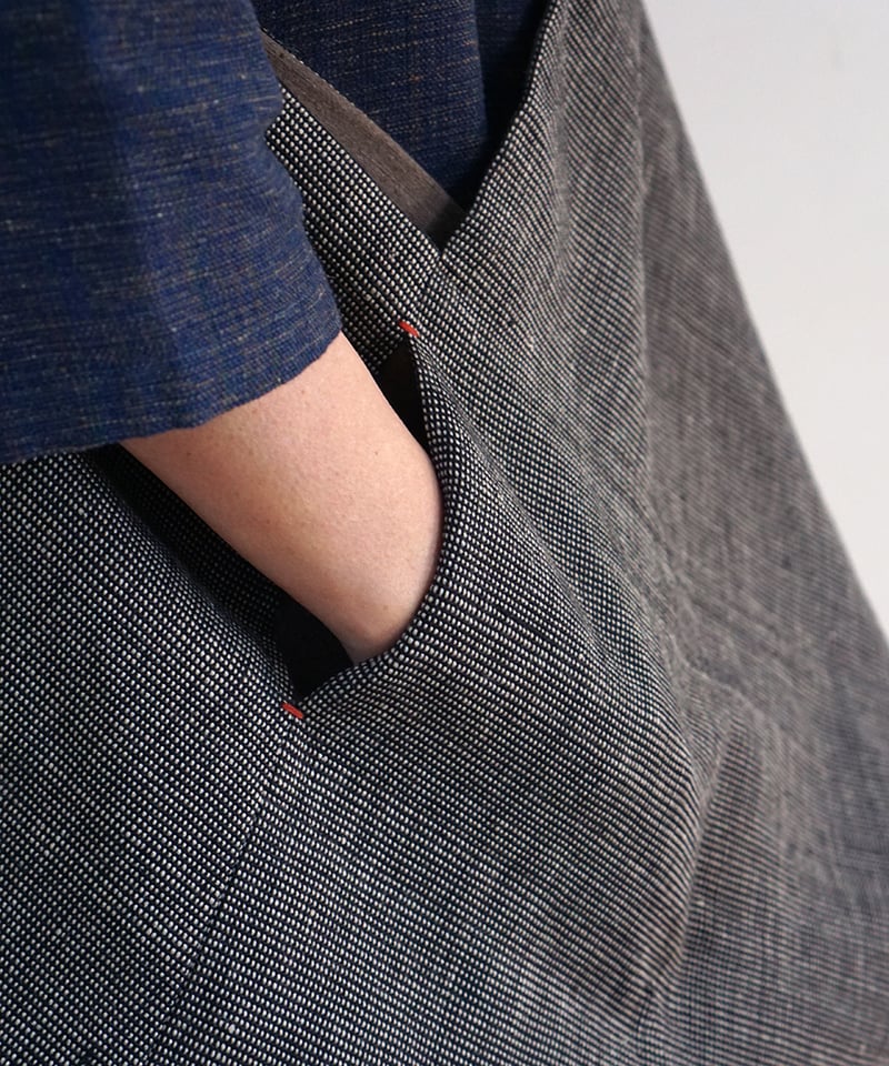 肩掛けあずま袋 綿麻タビー 黒グレー 8017B | MAKI TEXTILE STUDIO