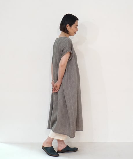kotiワンピース 麻シルク グレー 6974lG