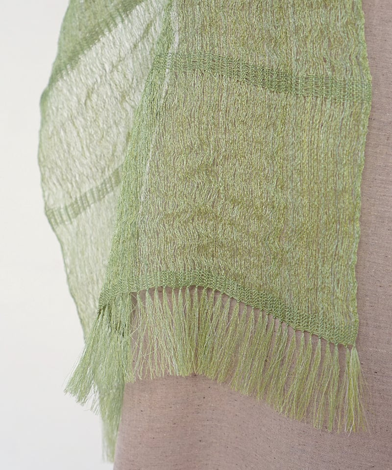 ストール ゆらぎ空羽 ずり出し 黄緑 1211YGr | MAKI TEXTILE STUD