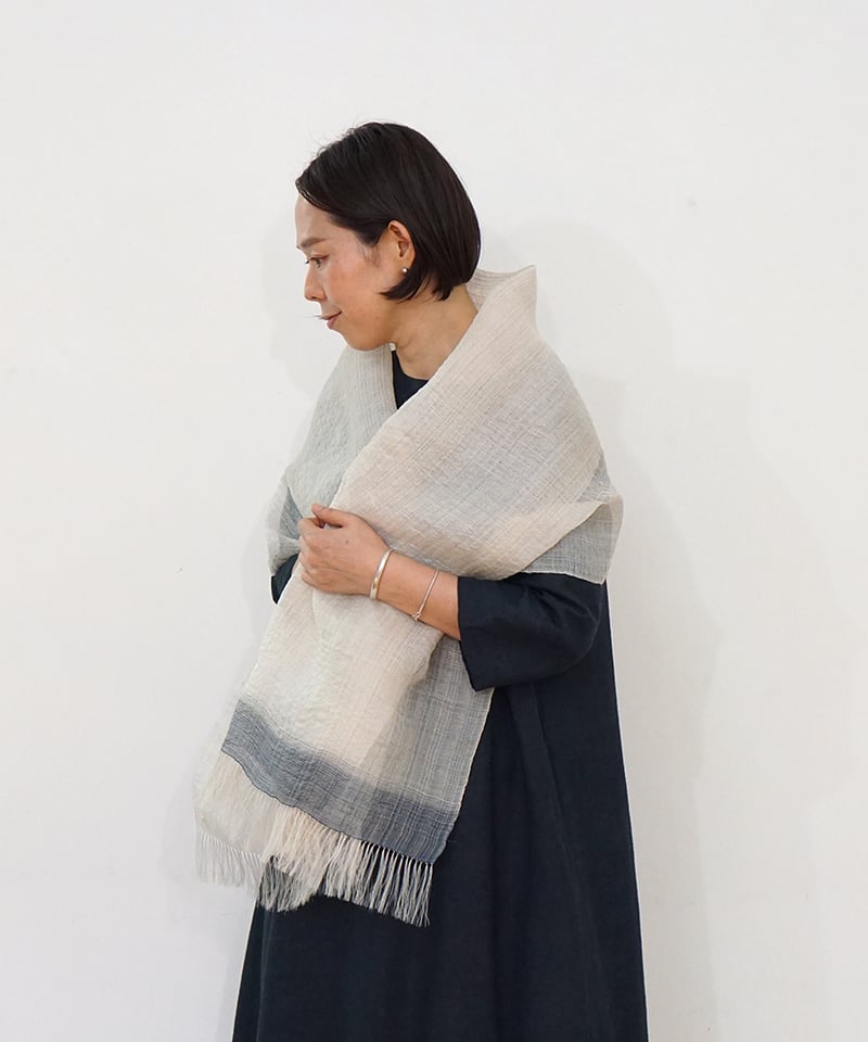 ストール ランダム縞ムガ芭蕉 1234Wi | MAKI TEXTILE STUDIO on