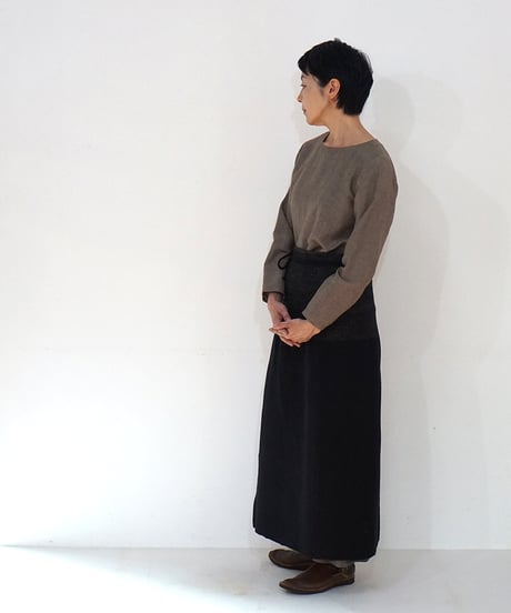 台形腰巻き ウール&タッサーシルクナーシ 黒 5503B