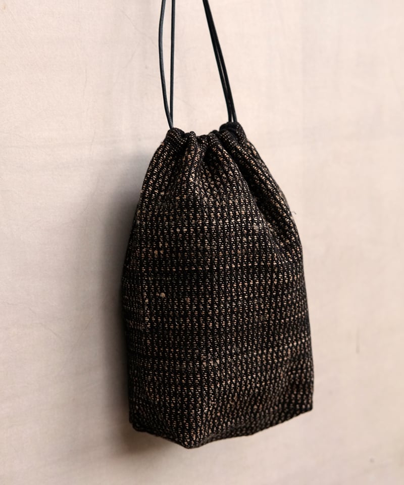 巾着 小布綴り long 黒 5柄 8008B | MAKI TEXTILE STUDIO