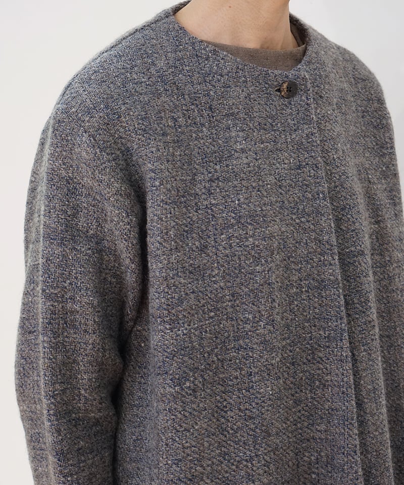 ジャケット ノーカラーshort ヒマラヤウール グレーブルー 6619MWtBl