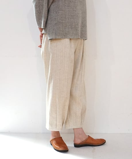 パンツ すそタック 麻綿タビー 白生成り 6865lcW