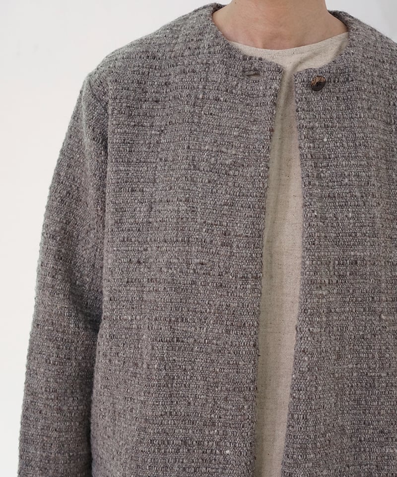 ジャケット ノーカラーshort カルパ グレー 6619KaG | MAKI TEXTILE