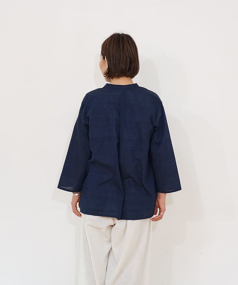 マンガラギリ シャツカラー short 紺 M6225DB | MAKI TEXTILE S