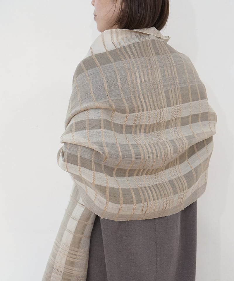 ストール シャディ 白&ベージュグレー 2710WN | MAKI TEXTILE STUD