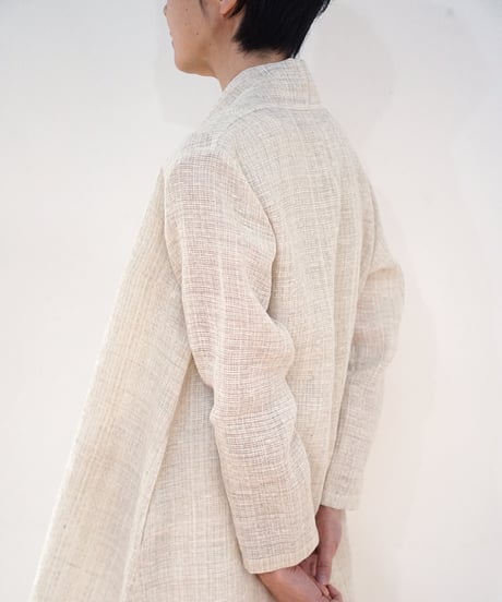 ジャケット シンプルlong 麻タビー 白 6697llgW