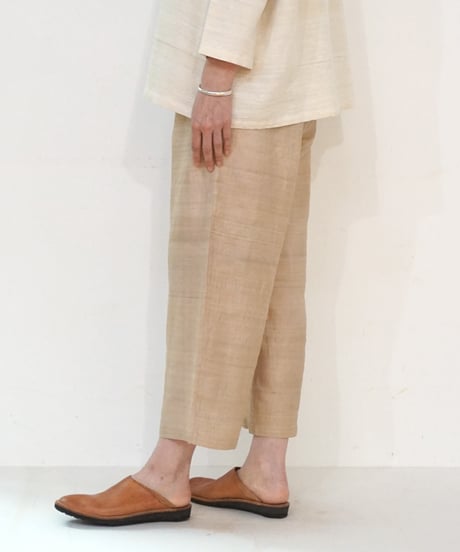 パンツ シンプルショート タッサーシルク 生成り 6860t