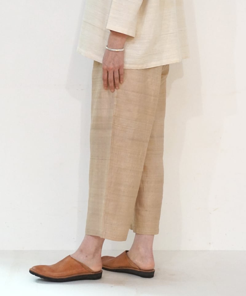 パンツ シンプルショート タッサーシルク 生成り 6860t | MAKI TEXTILE