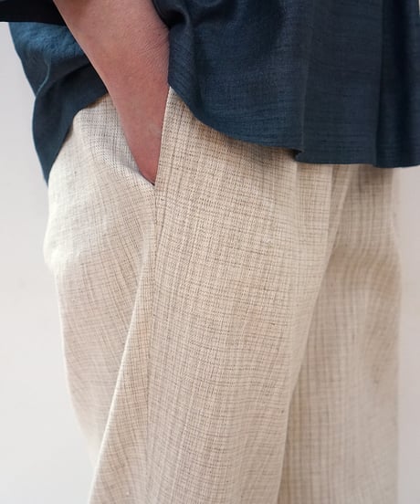 パンツ シンプルショート 麻綿タビー 白生成り 6860lcW