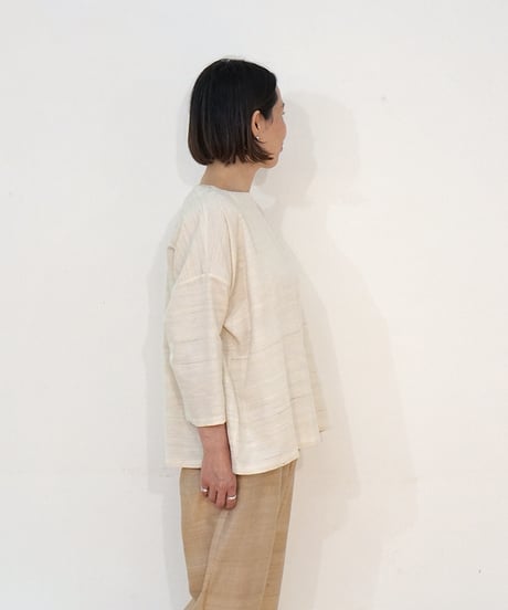 ブラウス プルオーバー タッサーギッチャー 生成り 6545tgW
