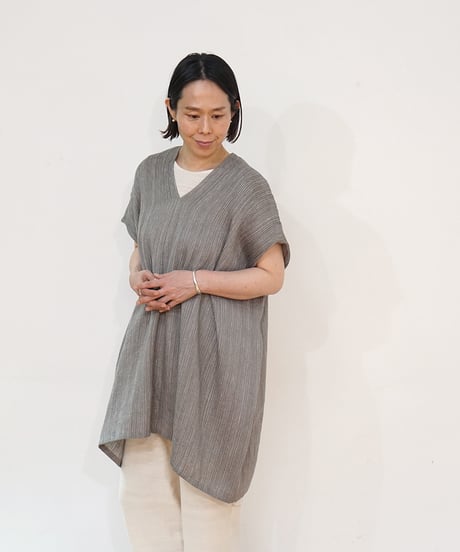 kotiチュニック 麻シルク グレー 6976lG