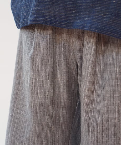 パンツ すそタック 麻綿タビー グレー 6865lcG