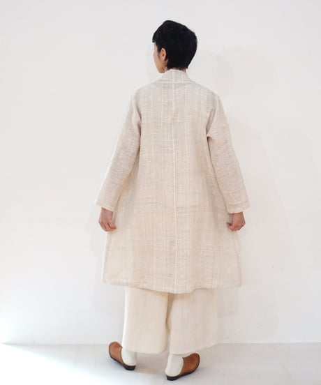 ジャケット シンプルlong 麻タビー 白 6697llgW