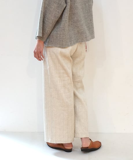 パンツ ソフトフレア 麻綿タビー 白生成り 6851lcW