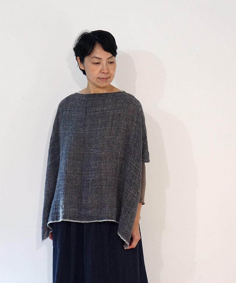 ポンチョ ベスト ふくふく 紺&グレー 6547FGBl | MAKI TEXTILE ST