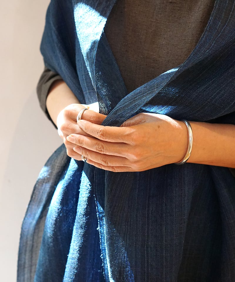 タイ族　ブランケット ストール　刺繍　織物 藍染 インディゴ　骨董　アンティーク ベトナム】ビンテージ インディゴコットン ストール（ザオ族）