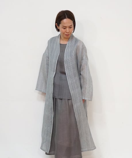 真南風 ハオリlong 細縞シルク 白藍 MA730STIW