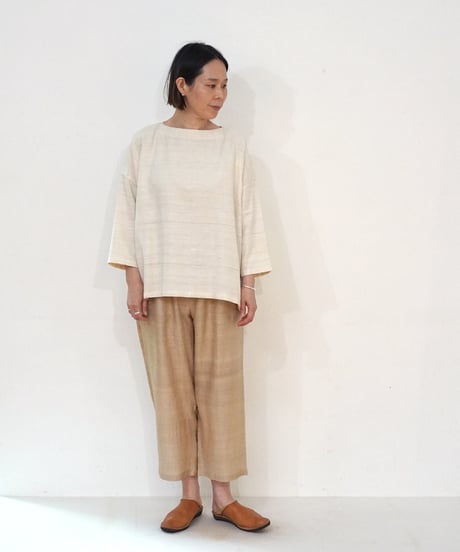 ブラウス プルオーバー タッサーギッチャー 生成り 6545tgW