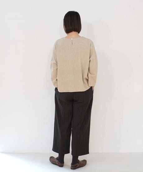 パンツ シンプルショート 麻綿タビー チャコール 6860lcB