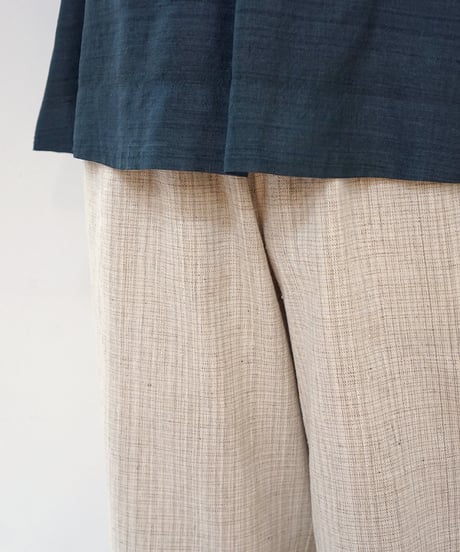 パンツ シンプルショート 麻綿タビー 白生成り 6860lcW