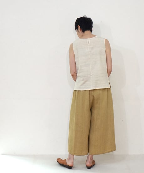 kotiパンツ ポケット付き 麻シルク 黄色 6874lY