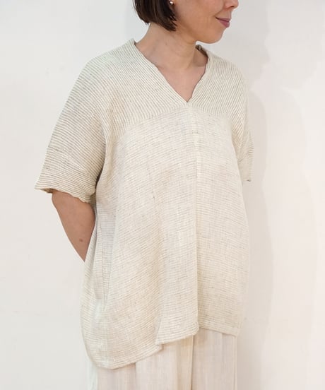 kotiチュニック 麻シルク 白 6976lW