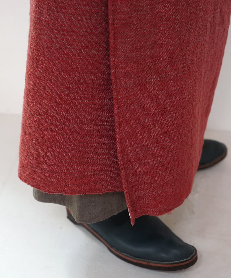 台形腰巻き ウール&タッサーシルクナーシ 赤 5503O | MAKI TEXTILE ST