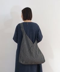 肩掛けあずま袋 綿麻タビー 黒グレー 8017B