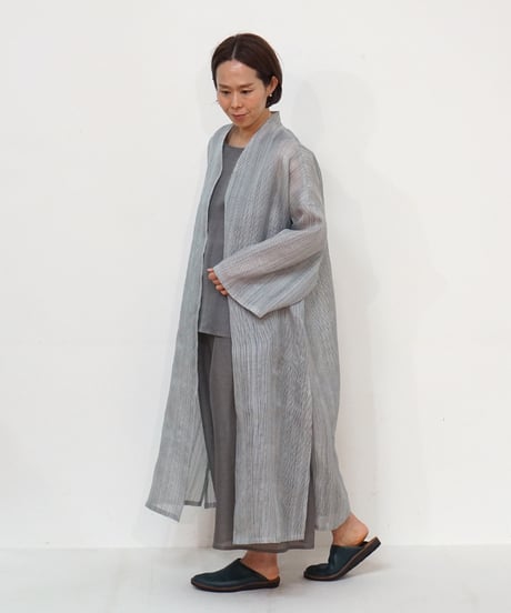 真南風 ハオリlong 細縞シルク 白藍 MA730STIW