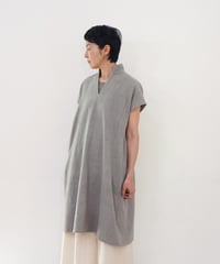 グジャラートコットン クルタえりつきフレンチスリーブ グレー KK6901G